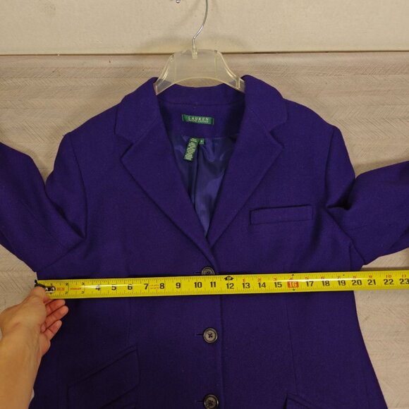 Vintage Lauren Ralph Lauren Wool Purple Blazer Jacket Size 16 Notched Lapel - Picture 8 of 10